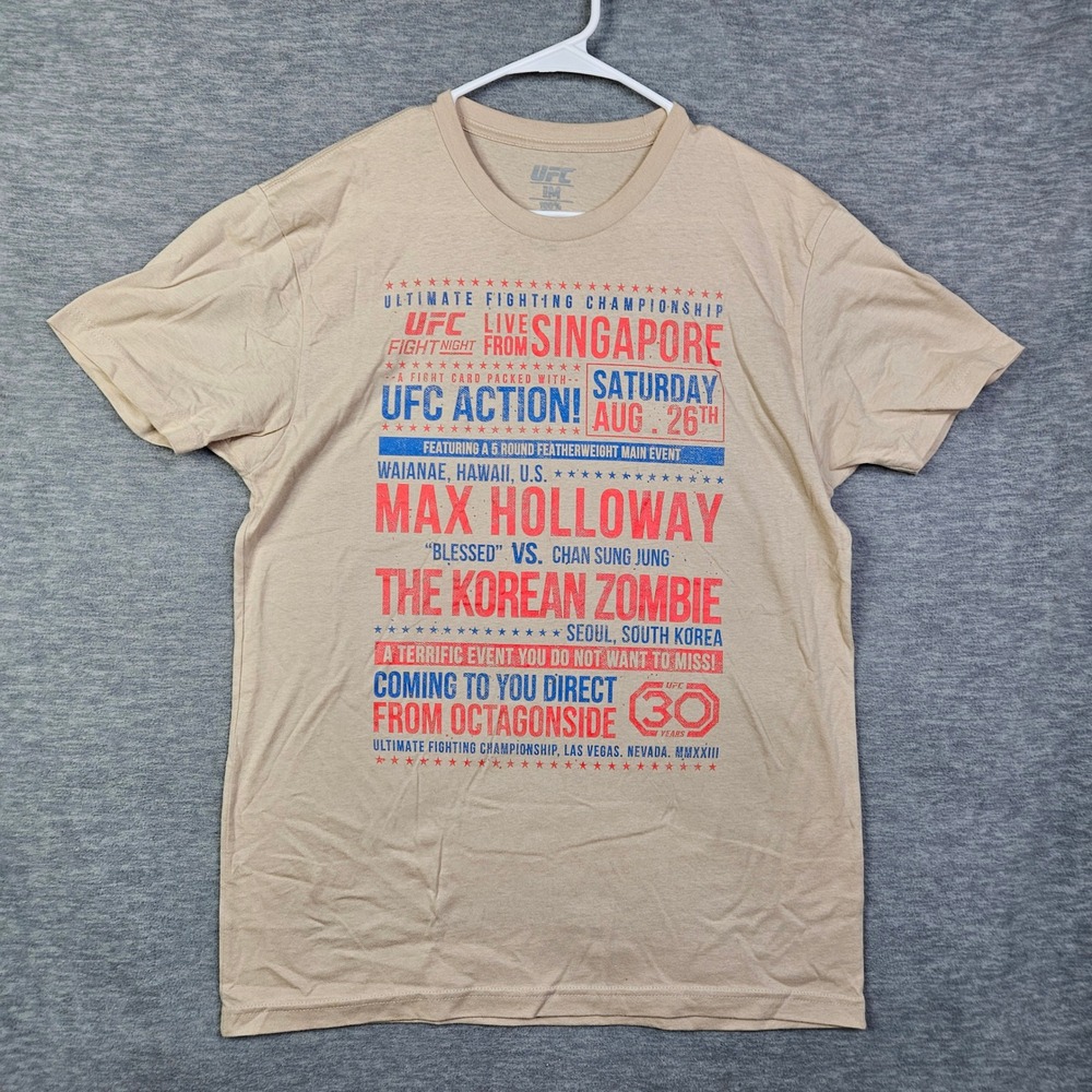 UFC Fight Night Singapore Max Holloway vs The Korean Zombie Tan Shirt Mens M